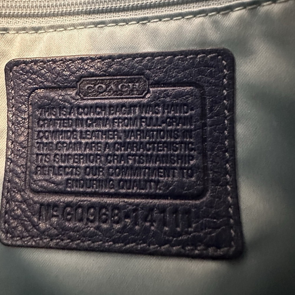 Coach Madison Tribeca East West Blue Tote Pebbled Leather Shoulder Bag Charm - Picture 5 of 16